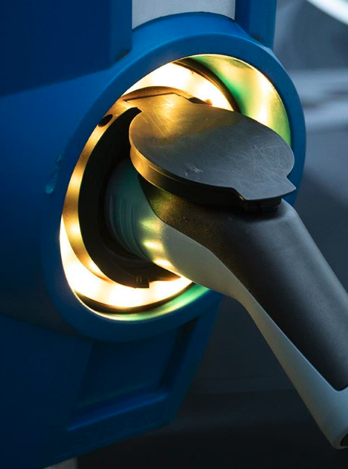 Electric vehicle charger close-up